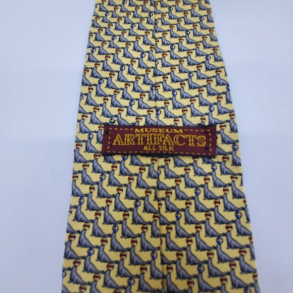 Museum Artifacts Seal Tie Mens Necktie Tie 100% Silk Seals Yellow - Picture 3 of 6